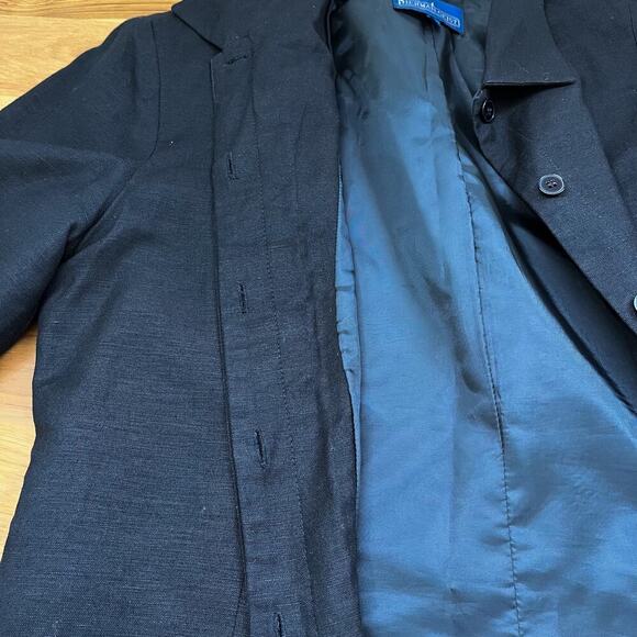 Herman Geist Linen Blazer Jacket Sz10 Black Hidden Buttons Closure Professional - Picture 11 of 11